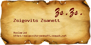 Zsigovits Zsanett névjegykártya